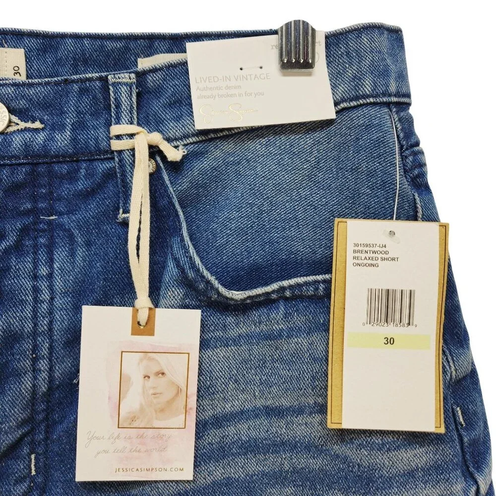 Jessica Simpson Brentwood Relaxed Denim Shorts Size 30 Distressed Blue Womens